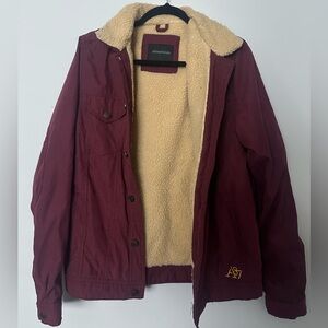 Aeropostale Maroon Bomber Jacket with sherpa Lining
